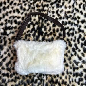 Vintage Banana Republic Faux Fur Genuine Leather Trim Handbag